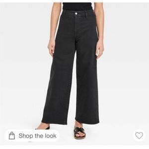 Universal Thread Women's High Rise Sailor Wide Leg Ankle Jeans - Black